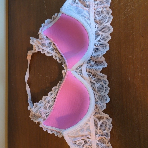 PINK VICTORIA'S SECRET XS push up LACE HALTER TOP-blush pink 🌞 Summer essential - Picture 8 of 12